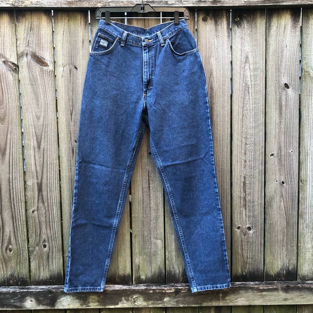 Wrangler Vintage 80s High Rise Jeans Size 8 Dark Wash Taper Western Cowgirl
